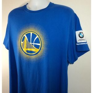 Golden State Warriors Basketball Mens XL Bay Area BMW Logo Giveaway T Shirt Blue